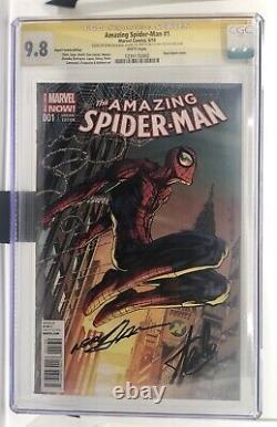 Spider-Man étonnant n ° 1 (2014) CGC 9.8 signé par Stan Lee et Neal Adams