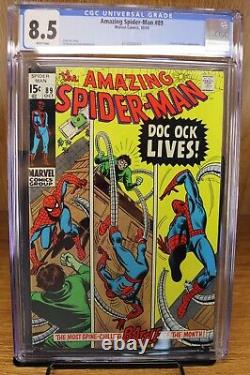 Spider-Man étonnant n°89 CGC 8.5 Pages blanches Docteur Octopus Marvel Comic 1970