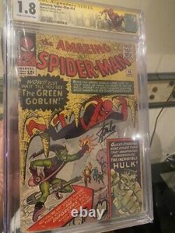 Spider-Man incroyable 14 CGC 1.8 Signé Stan Lee. Première apparition du Bouffon Vert