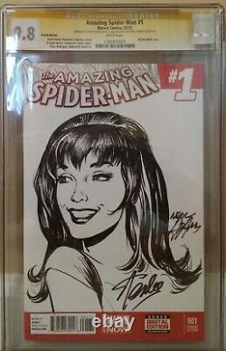 Spider-Man incroyable #1 Cgc 9.8 Ss Stan Lee signature & croquis Neal Adams Mary Jane 59