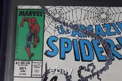 Spider-Man incroyable 301 CGC SS 9.6 Signé par Stan Lee + Todd McFarlane Couverture 1988
