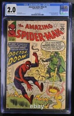 Spider-Man incroyable 5 CGC 2.0 Première apparition du docteur Doom 1963