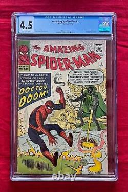 Spider-Man incroyable #5 Steve Ditko Stan Lee CGC Blue Label 4.5 Appareil Doctor Doom