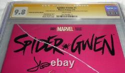 Spider-gwen #1 Cgc Ss 3x Signature Autographe Stan Lee Latour Opena Yesteryear