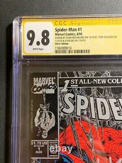 Spider-man #1 Argent Cgc 9.8 Signé Par Stan Lee Tom Holland Et Todd Mcfarlane