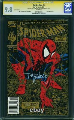 Spider-man #1 Cgc 9.8 Rare Gold Upc! Stan Lee & Mcfarlane Signature! M11 125 CM