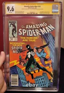 Spider-man #252 Newstand Ss Signé Par Stan Lee Cgc 9,6 1st Black Suit Venom
