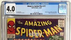 Spider-man incroyable #17 Cgc 4.0 (Marvel 1964) 2ème Green Goblinstan Leeditko