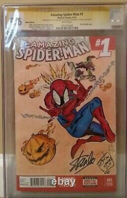 Spider-man incroyable #1 Cgc 9.6 Ss Stan Leesign & Sketch Jones Lugo Goblin