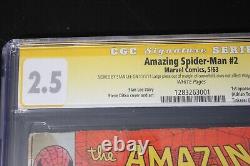 Spider-man incroyable #2 Cgc Ss 2.5 Stan Lee signé 1ère apparition de The Vulture 1963
