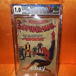 Spider-man incroyable n ° 10 Cgc 1.0 Histoire de Stan Lee Art de Jack Kirby et Steve Ditko 1964