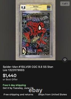 Spiderman 1 Cgc 9.8 Signé Mcfarlane & Stan Lee + Ny Con Spiderman Label Rare