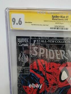 Spiderman #1 Silver Edition Cgc 9.6 Ss Signé 2x Stan Lee & Todd Mcfarlane! 1990