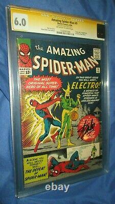 Spiderman Amazing #9 Cgc 6.0 Ss Signé Stan Lee 1er Electro 1964
