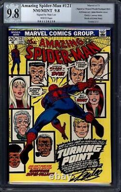 Spiderman incroyable 121 Cgc Pgx 9.8 White Pgs Signé Stan Lee 1 Mort de Gwen Stacy