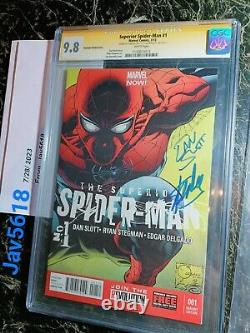 Spiderman supérieur 1 Cgc 9.8 Ss Stan Lee X 2 Signé Couverture Quesada Marvel Comic