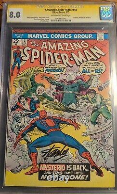 Stan Lee A Signé Amazing Spider-man #141 Cgc Graded 8.0 Marvel Février 1975
