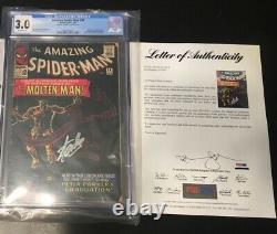 Stan Lee A Signé Amazing Spider-man #28 Comic Book 1st Molten Man! Psa Et Cgc 3.0