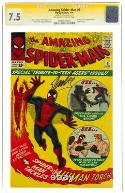 Stan Lee Signé 1964 Spider-man Incroyable # 8 Ss Cgc 7,5 Vf- Marvel Comics