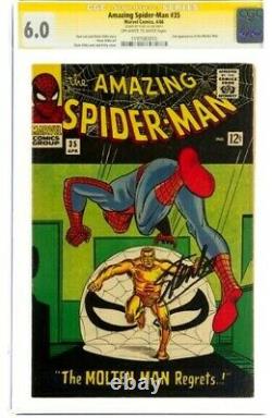 Stan Lee Signé 1966 Spider-man Incroyable #35 Ss Marvel Comics Cgc 6.0 Fn Bold