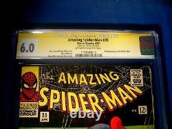Stan Lee Signé 1966 Spider-man Incroyable #35 Ss Marvel Comics Cgc 6.0 Fn Bold