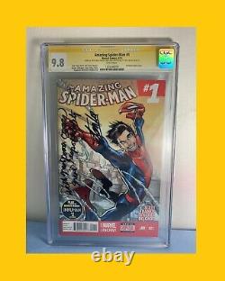 Stan Lee Signé Cgc 9.8 L'inscription Spider-man D'amazing #1 Avec Grande Puissance