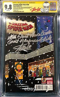 Stan Lee Signed Cgc Ss 9.8 Great Power A Remarqué Amazing Spider-man 700 Cbcs