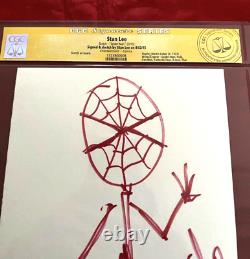 Stan Lee Spider-man Doodle Sketched & Signed By Stan Lee! Cgc! Marvel Très Rare