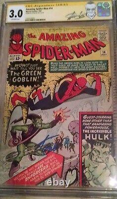 Stan Lee a signé Amazing Spider-Man #14 CGC 3.0 série de signature 1er Green Goblin.