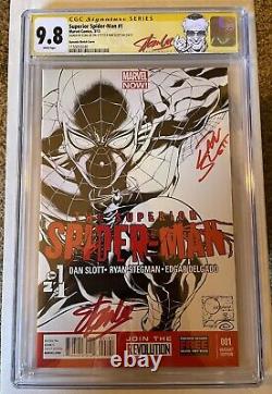 Superior Spider-man 1 Cgc 9.8 Ss Signé Stan Lee Quesada Sketch Variante Couverture Nm