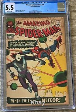 The Amazing Spider-man #36 (mai 1966, Marvel Comics) Cgc 5,5 Fn- Origin Looter