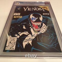 Venom Lethal Protecteur 1 Black Cover Imprimerie Erreur Cgc 7.5 Stan Lee Signé Case