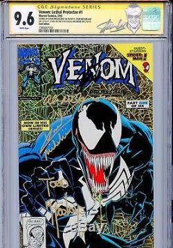 Venom Lethal Protector 1 Cgc 9,6 Ss X4 Couverture Gold Stan Lee Mcfarlane Spider-man