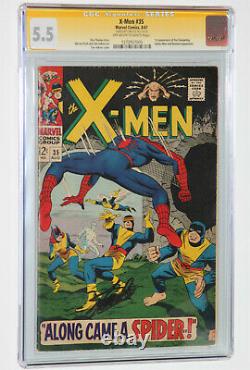 X-men 35 Cgc 5.5 Ss Signé Stan Lee Spider-man Key Apparence! Âge Argent! Owithwt
